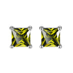 DiamondX 18K White Gold 1 Carat Created Princess Sapphire Birthstone Stud Earrings All Colors Plated