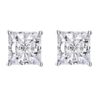 14k White Gold 1/4 Carat Solitaire Created Diamond 2 Pair Round and Princess Stud Earrings