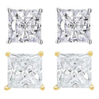 14k White And Yellow Gold 1/4 Carat Solitaire Created Diamond 2 Pair Princess Stud Earrings