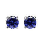 DiamondX 18K White Gold 1 Carat Created Round Sapphire Birthstone Stud Earrings All Colors Plated