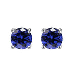 DiamondX 18K White Gold 1 Carat Created Round Sapphire Birthstone Stud Earrings All Colors Plated