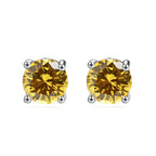 DiamondX 18K White Gold 1 Carat Created Round Sapphire Birthstone Stud Earrings All Colors Plated