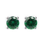 DiamondX 18K White Gold 1 Carat Created Round Sapphire Birthstone Stud Earrings All Colors Plated