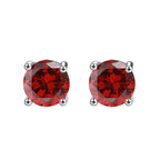 DiamondX 18K White Gold 1 Carat Created Round Sapphire Birthstone Stud Earrings All Colors Plated
