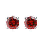 DiamondX 18K White Gold 1 Carat Created Round Sapphire Birthstone Stud Earrings All Colors Plated