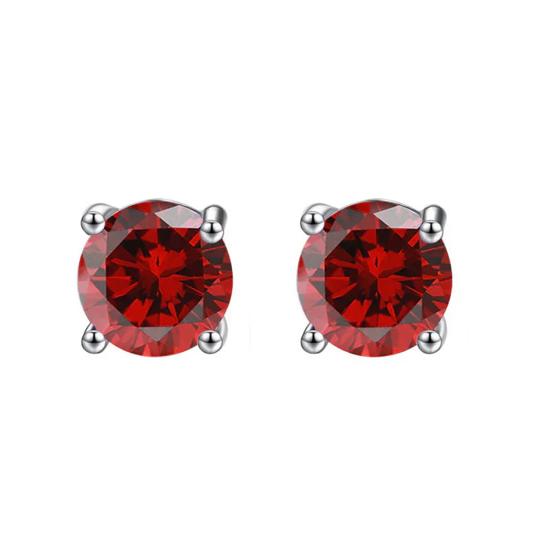 DiamondX 18K White Gold 1 Carat Created Round Sapphire Birthstone Stud Earrings All Colors Plated