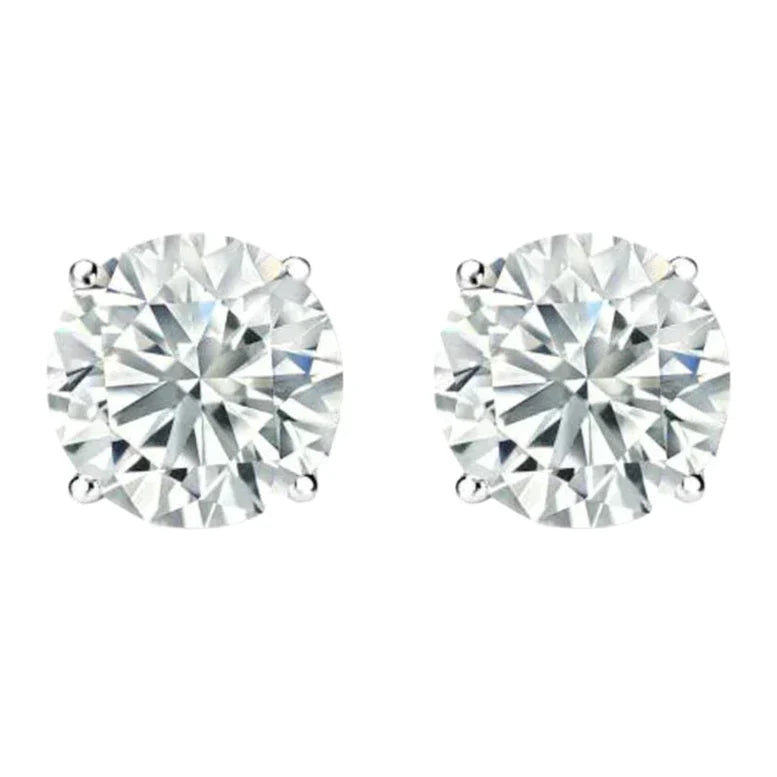 14k White And Yellow Gold 1/4 Carat Solitaire Created Diamond 2 Pair Round Stud Earrings