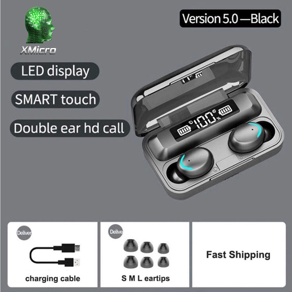 XMicro Bluetooth 5.3 Earbuds 140H Playtime Headphones HD Stereo Noise Cancelling Earphones in Ear with Mic, USB-C Charging Case