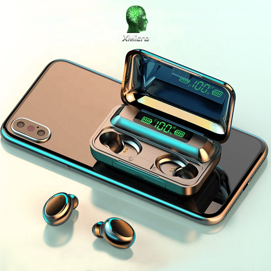 XMicro Bluetooth 5.3 Earbuds 140H Playtime Headphones HD Stereo Noise Cancelling Earphones in Ear with Mic, USB-C Charging Case