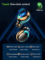 XMicro Bluetooth 5.3 Earbuds 140H Playtime Headphones HD Stereo Noise Cancelling Earphones in Ear with Mic, USB-C Charging Case