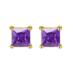 DiamondX 18K Yellow Gold 1 Carat Created Princess Sapphire Birthstone Stud Earrings All Colors Plated