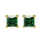 DiamondX 18K Yellow Gold 1 Carat Created Princess Sapphire Birthstone Stud Earrings All Colors Plated