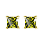 DiamondX 18K Yellow Gold 1 Carat Created Princess Sapphire Birthstone Stud Earrings All Colors Plated