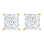 14k Yellow And Rose Gold 1/2 Carat Solitaire Created Diamond 2 Pair Princess Stud Earrings