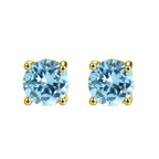 DiamondX 18K Yellow Gold 1 Carat Created Round Sapphire Birthstone Stud Earrings All Colors Plated