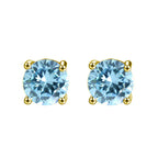 DiamondX 18K Yellow Gold 1 Carat Created Round Sapphire Birthstone Stud Earrings All Colors Plated