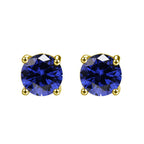 14k Yellow Gold Plated Created Blue Sapphire Round Stud Earrings 6mm