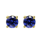 DiamondX 18K Yellow Gold 1 Carat Created Round Sapphire Birthstone Stud Earrings All Colors Plated
