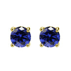 DiamondX 18K Yellow Gold 1 Carat Created Round Sapphire Birthstone Stud Earrings All Colors Plated