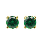 DiamondX 18K Yellow Gold 1 Carat Created Round Sapphire Birthstone Stud Earrings All Colors Plated