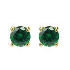 DiamondX 18K Yellow Gold 1 Carat Created Round Sapphire Birthstone Stud Earrings All Colors Plated