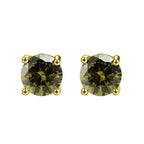DiamondX 18K Yellow Gold 1 Carat Created Round Sapphire Birthstone Stud Earrings All Colors Plated