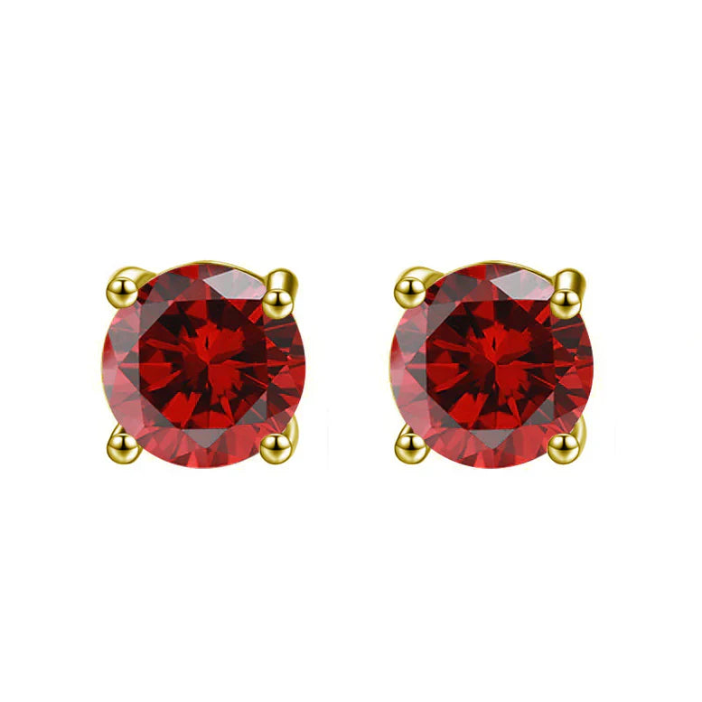 DiamondX 18K Yellow Gold 1 Carat Created Round Sapphire Birthstone Stud Earrings All Colors Plated