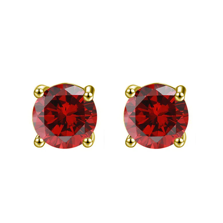 DiamondX 18K Yellow Gold 1 Carat Created Round Sapphire Birthstone Stud Earrings All Colors Plated
