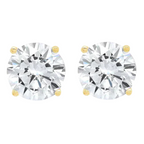 14k Yellow and Rose Gold 1/4 Carat Solitaire Created Diamond 2 Pair Round and Princess Stud Earrings