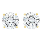 14k White And Yellow Gold 1/4 Carat Solitaire Created Diamond 2 Pair Round Stud Earrings