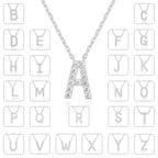 DiamondX 18K White Gold A-Z Alphabet Created White Sapphire Necklace Initial Plated