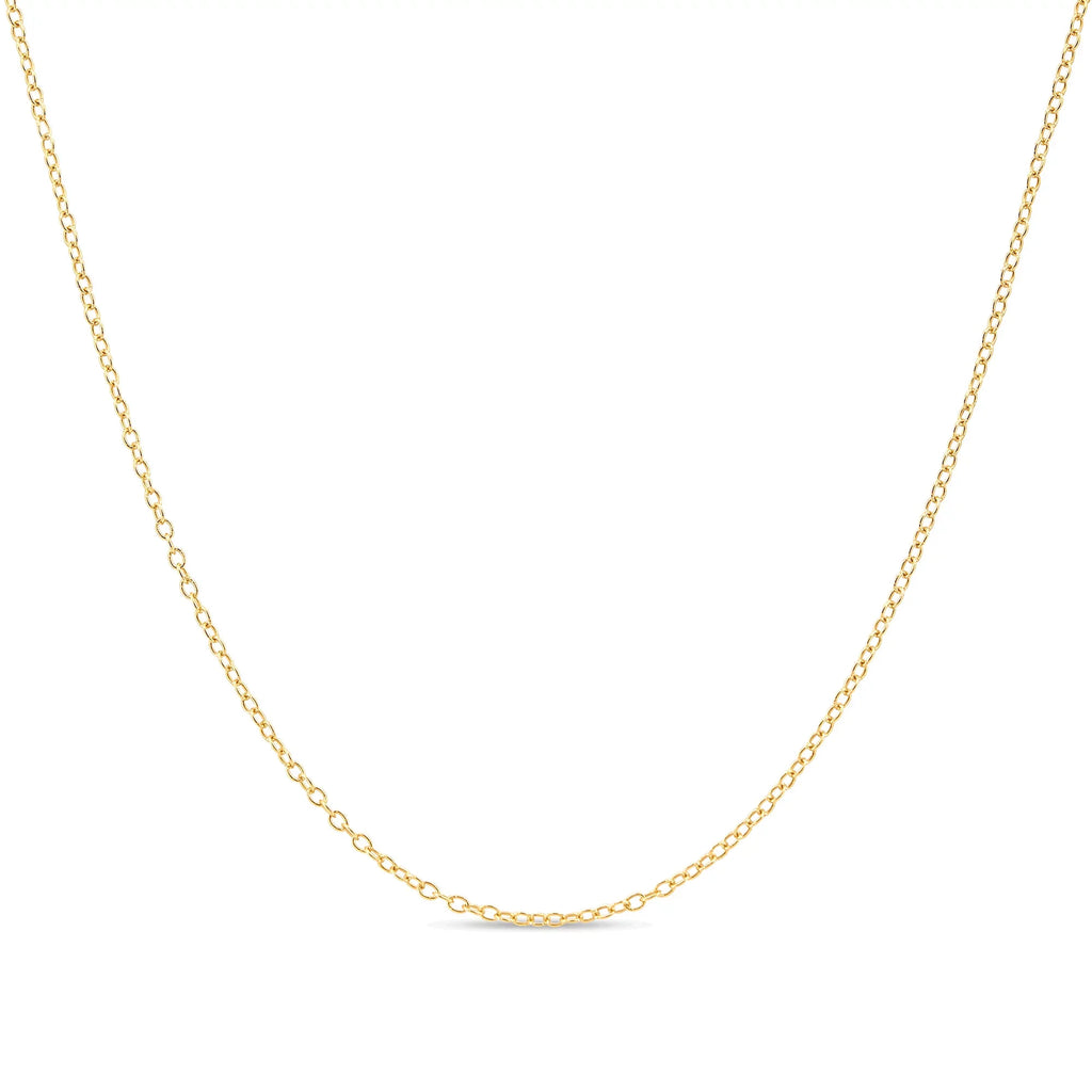 DiamondX 18k Yellow Gold Cable Chain Necklace Italian 1.3mm Plated