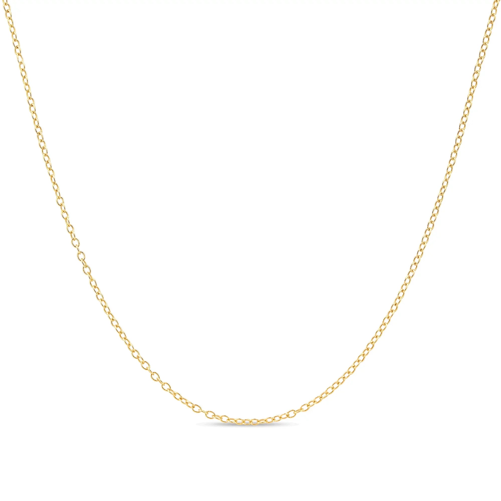 DiamondX 18k Yellow Gold Cable Chain Necklace Italian 1.3mm Plated