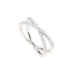 DiamondX 18K White Gold Created Mosianite Criss Cross Eternity Band Plated