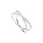 DiamondX 18K White Gold Created Mosianite Criss Cross Eternity Band Plated