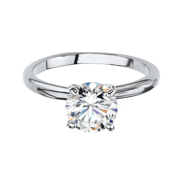 DiamondX 18K White Gold 2ct Created White Sapphire Round Engagement Wedding Ring Plated Sizes 5-10