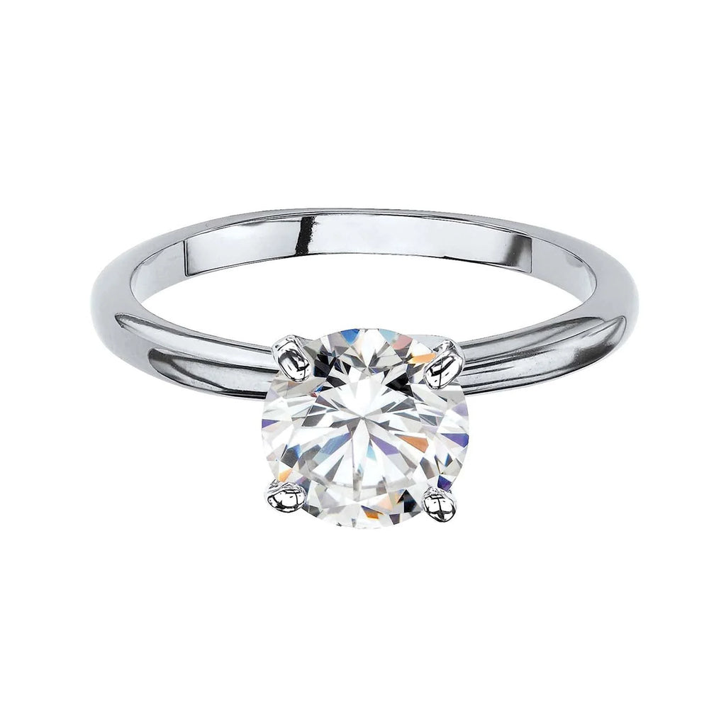 DiamondX 18K White Gold 4ct Created White Sapphire Round Engagement Wedding Ring Plated Sizes 5-10