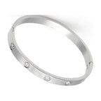 DiamondX18K White Gold Created White Sapphire Bangle Bracelet Plated 7.25 inch