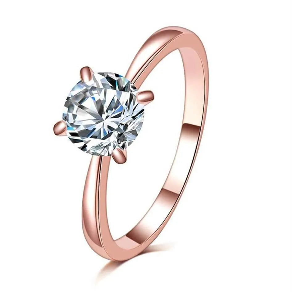 18K Rose Gold Moissanite Round 3ct Engagement Wedding Ring Plated