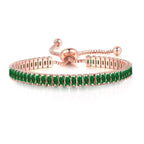 18K Rose Gold Created Emerald Princess Halo Pendant Necklace, Earrings and Tennis Bracelet Jewelry Set Plated