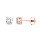 DiamondX 14K Rose Gold 1 Carat Round Created Diamond Solitaire Stud Earrings