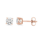 DiamondX 14k Rose Gold 1/4 Carat Solitaire Created White Diamond Stud Earrings (G-H, SI)