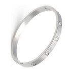 DiamondX18K White Gold Created White Sapphire Bangle Bracelet Plated 7.25 inch