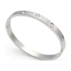 DiamondX18K White Gold Created White Sapphire Bangle Bracelet Plated 7.25 inch
