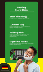 XMicro Razors For Men, 1 Razor, 7 Blade Refills With German Stainless Steel, Lubricated With Vitamin E For Smooth Shave, Shields Against Irritation, Version X
