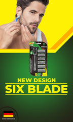 XMicro Razors For Men & Women, 1 Razor, 7 Blade Refills With German Stainless Steel, Lubricated With Vitamin E For Smooth Shave, Shields Against Irritation, Version X