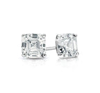 DiamondX 14k White Gold Plated 6mm 2Ct Ascher Cut White Sapphire Stud Earrings