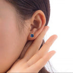 24k Yellow Gold Plated 2 Cttw Created Alexandrite CZ Princess Cut Stud Earrings
