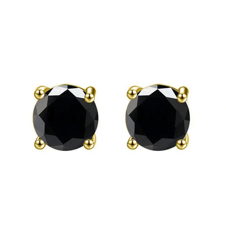 DiamondX 18K Yellow Gold 1 Carat Created Round Sapphire Birthstone Stud Earrings All Colors Plated