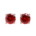 14k Rose Gold Plated 8 mm Round Genuine Ruby Stud Earrings